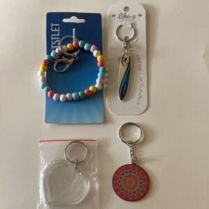 NWT Colorful Beaded Wristlet and several Keychains
